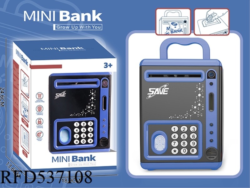 SIMULATED PIGGY BANK. - BLACK AND BLUE