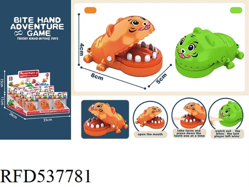 ENGLISH VERSION BITING HAND MINI LITTLE TIGER (ORANGE GREEN)24PCS