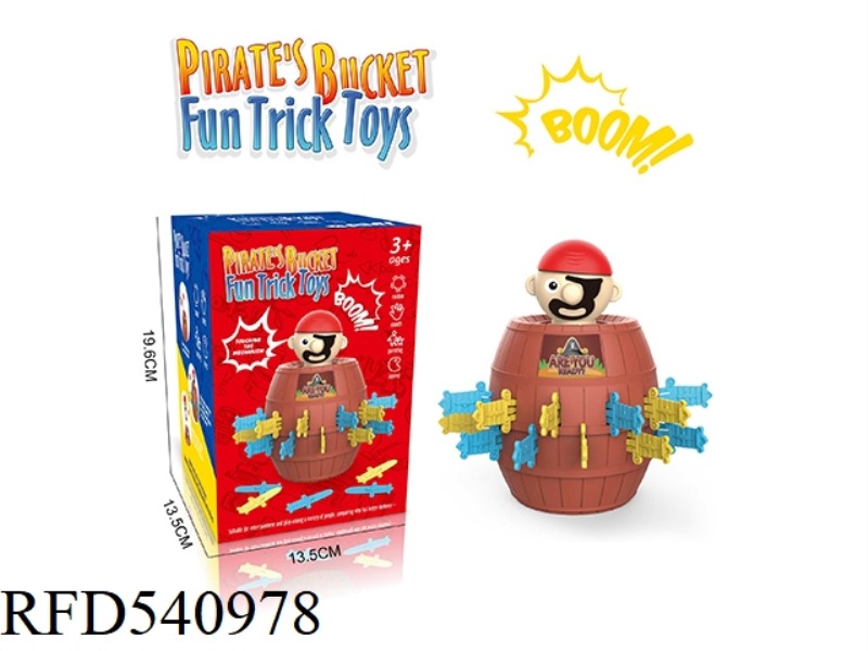 PIRATE BUCKET WITH SWORD BOUNCING DOLL PRANK BOARD GAME