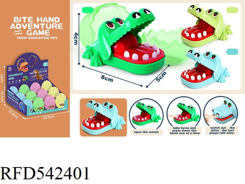 ENGLISH VERSION BITE HAND MINI CROCODILE (BLUE, DARK GREEN, INK YELLOW) 12PCS