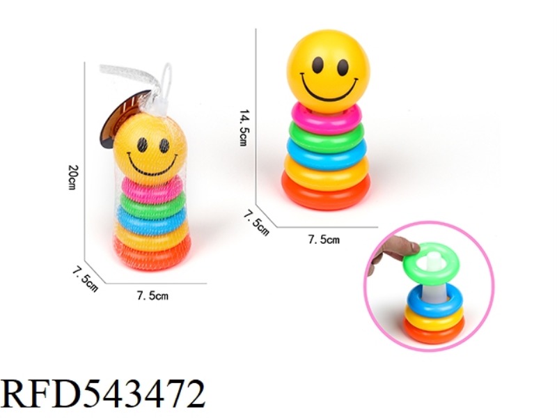 5 LAYERS RAINBOW TOWER RING (MONOCHROME SMILEY FACE)