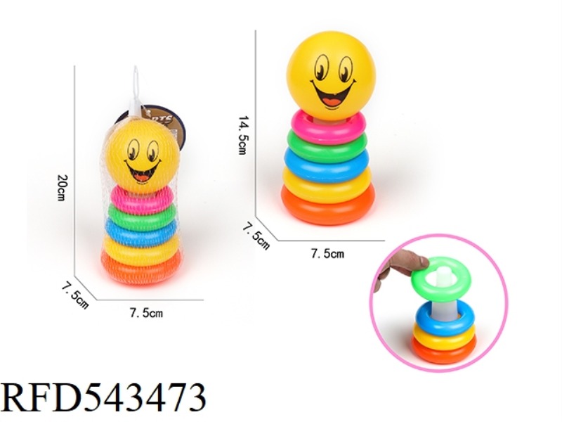 5 LAYERS RAINBOW TOWER RING (TWO-COLOR SMILEY FACE)