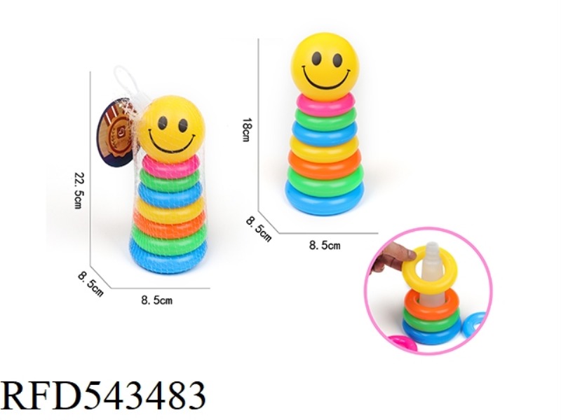 7 LAYERS RAINBOW TOWER RING (MONOCHROME SMILEY FACE)