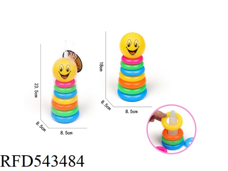 7 LAYERS RAINBOW TOWER RING (TWO-COLOR SMILEY FACE)