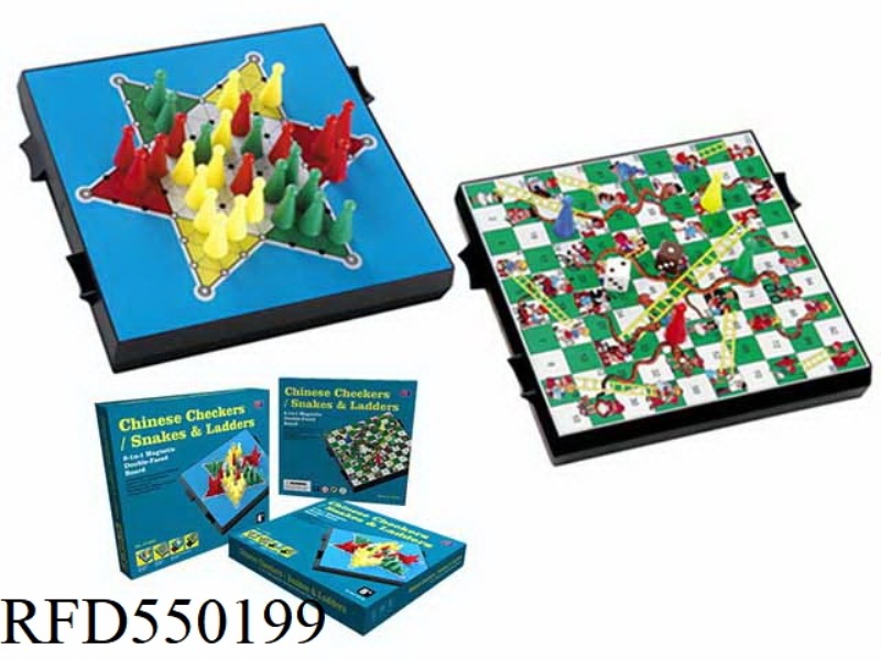 2 IN 1 CHINESE CHECKERS & SNAKES AND LADDERS GAME