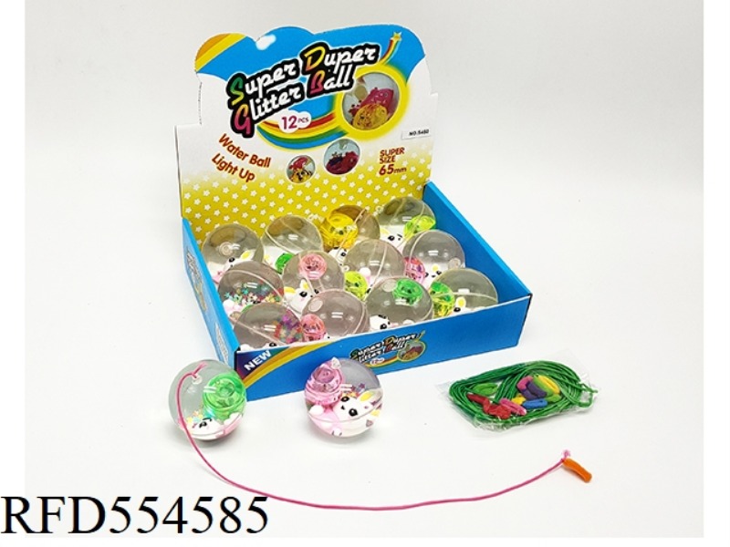 12 BUNNY CRYSTAL BALLS (WITH ELECTRIC STRAP) 6.5CM