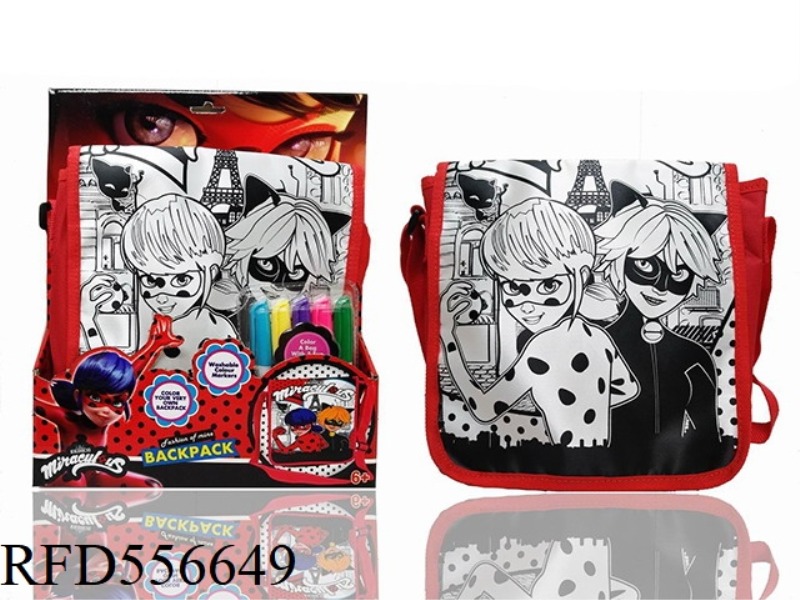 LADYBIRD GIRL DIY PAINTED WATERCOLOR BACKPACK (5 COLOR WASHABLE PEN)