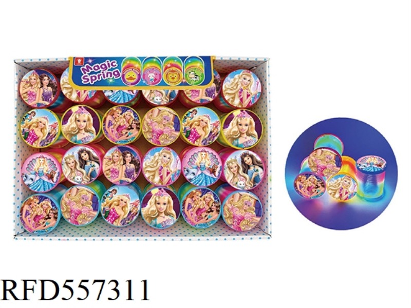 BARBIE LIGHT FLASH RAINBOW RING 24PCS