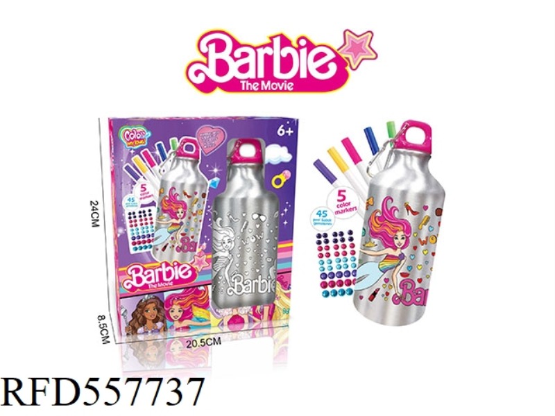 DIY BARBIE DOODLE WATER BOTTLE (500ML 5-COLOR WATERCOLOR PEN)