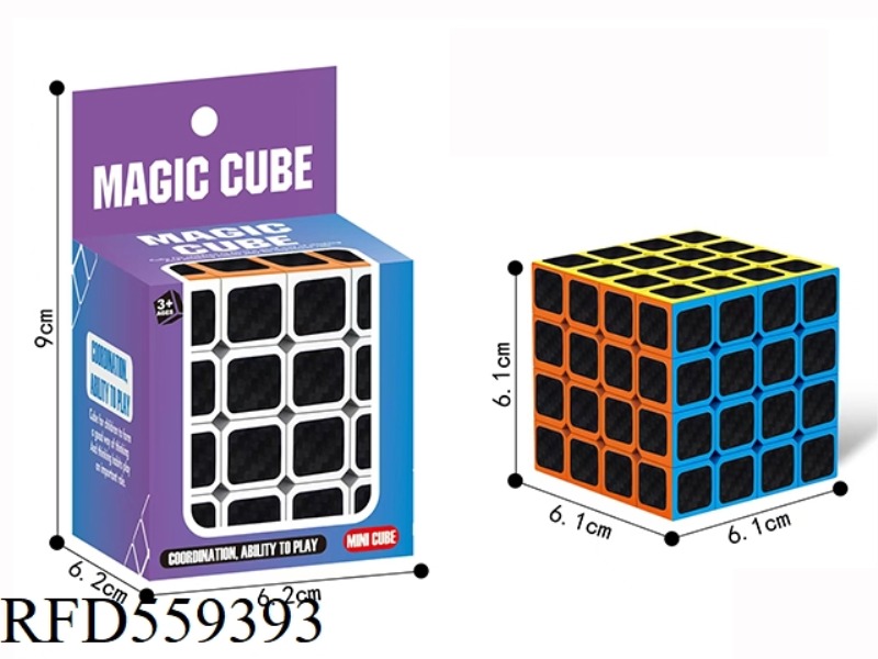 6.1CM CARBON FIBER STICKER FOURTH-ORDER RUBIK'S CUBE