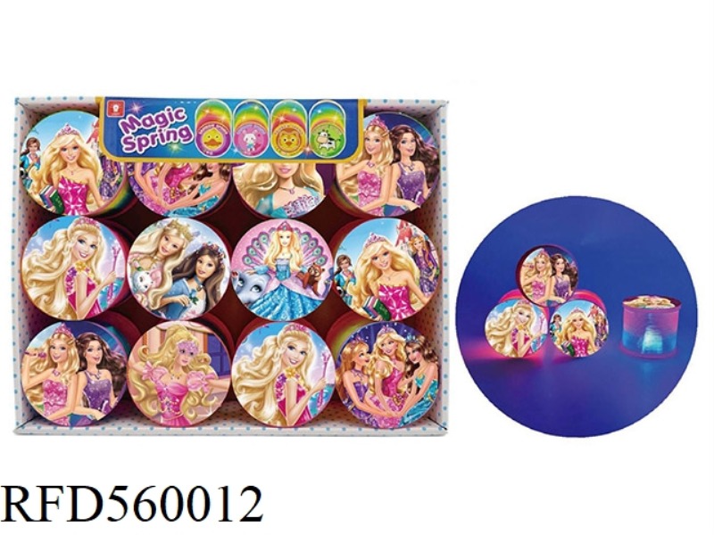 BARBIE LIGHT FLASH RAINBOW RING 12PCS