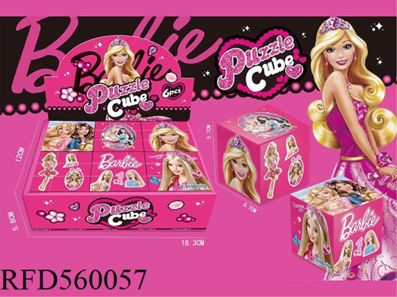 STRESS RELIEF PUZZLE THIRD LEVEL 5.7CM RUBIK'S CUBE BARBIE PATTERN SIX SIDES UV 6PCS