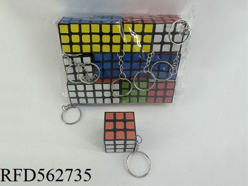 3.0 SIX-COLOR RUBIK'S CUBE WITH BLACK BACKGROUND KEYCHAIN (12PCS)