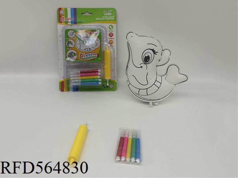 DIY HAND-PAINTED INFLATABLE (WATER DOLPHIN) WITH SMALL AIR CYLINDER
