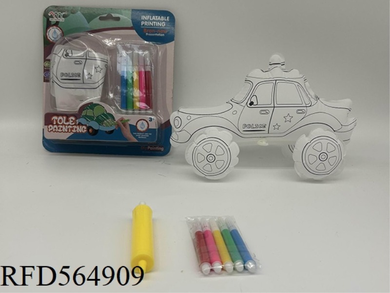 DIY HAND-PAINTED INFLATABLE POLICE CAR WITH SMALL AIR CYLINDER