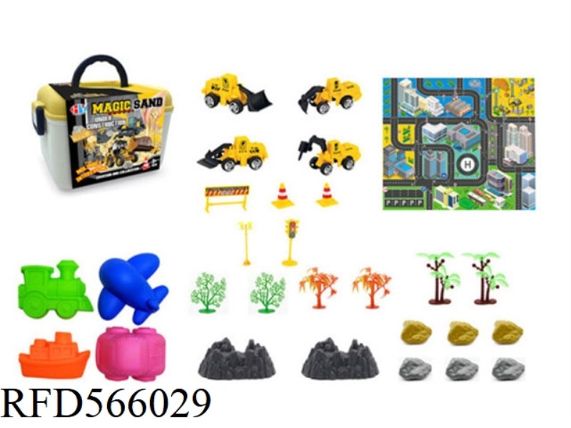 29 PCS DIY PUZZLE ENGINEERING SPACE SAND SCENE SET (PULL-BACK CAR)