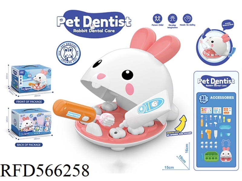 PET RABBIT DENTIST BOX, TOOTH PROBE WITH LIGHT