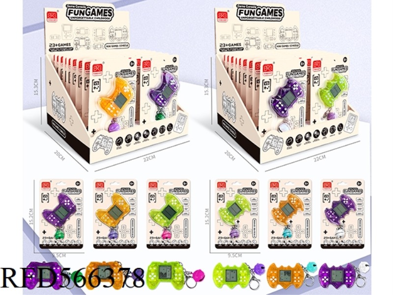 TWO MIXED DESIGNS OF CONTROLLER+BAT SHAPED MINI GAME CONSOLE KEYCHAIN, BELL PENDANT