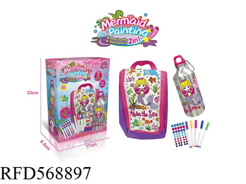 MERMAID SERIES -2 IN 1 GRAFFITI WATER BOTTLE + HANDBAG