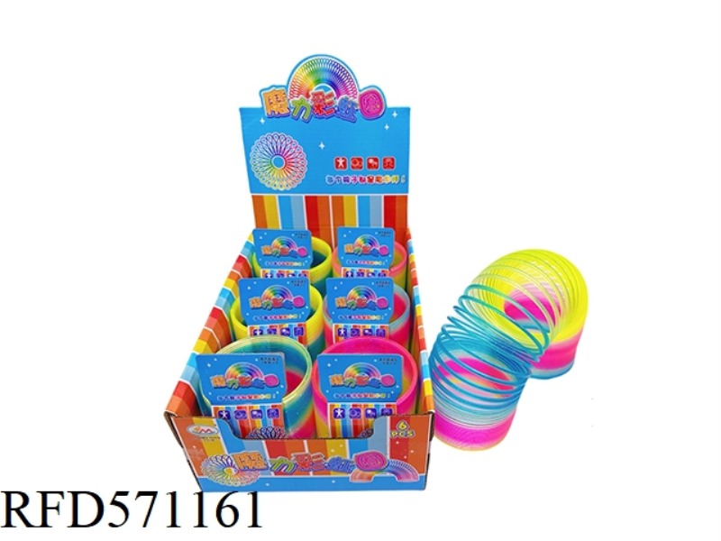 SINGLE CHINESE SLING RAINBOW RING FLASH COLOR 6PCS
