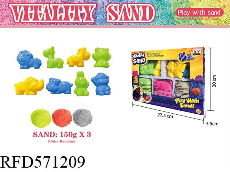 450G SPACE SAND + FOREST ANIMAL SAND MODEL 8 PIECES (3-COLOR SAND)