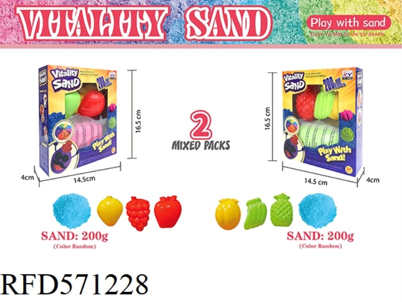 200G SPACE SAND + FRUIT SAND MOLD 3 PIECES -2 MIXED