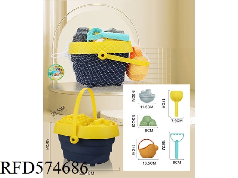 SOFT RUBBER BEACH BOAT BUCKET (6-PIECE SET)