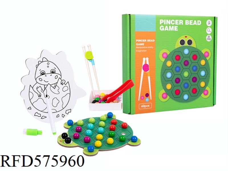 WOODEN BEADED DRAWING GAME TURTLE (CHINESE AND ENGLISH INSTRUCTIONS)