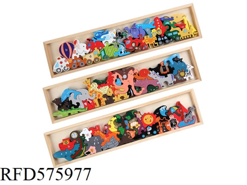WOODEN LARGE THREE-DIMENSIONAL PUZZLE 3 MIXED (WITH ENGLISH INSTRUCTION)