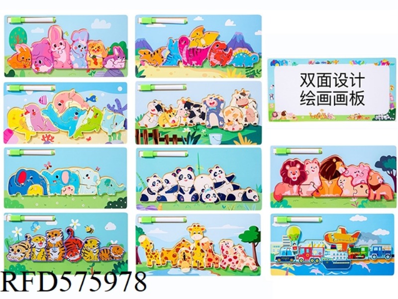 WOODEN STEREO PUZZLES WITH DRAWING RANDOM MIX