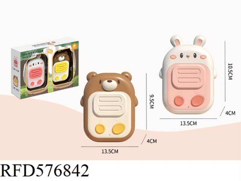 BEAR AND RABBIT WITH TWO WALKIE TALKIES INSTALLED AT A DISTANCE OF 500 METERS