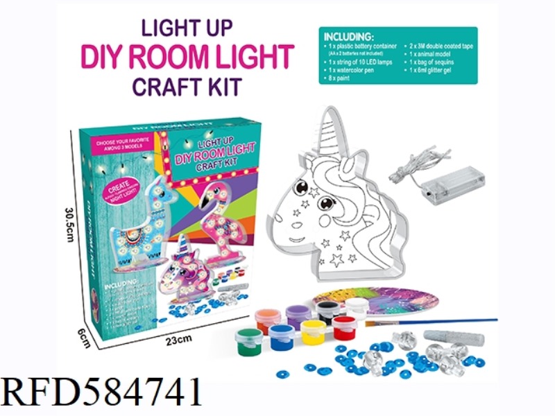 2 IN 1, DIY PAINTING UNICORN +LED BEDSIDE LAMP LIGHTING (ENGLISH)