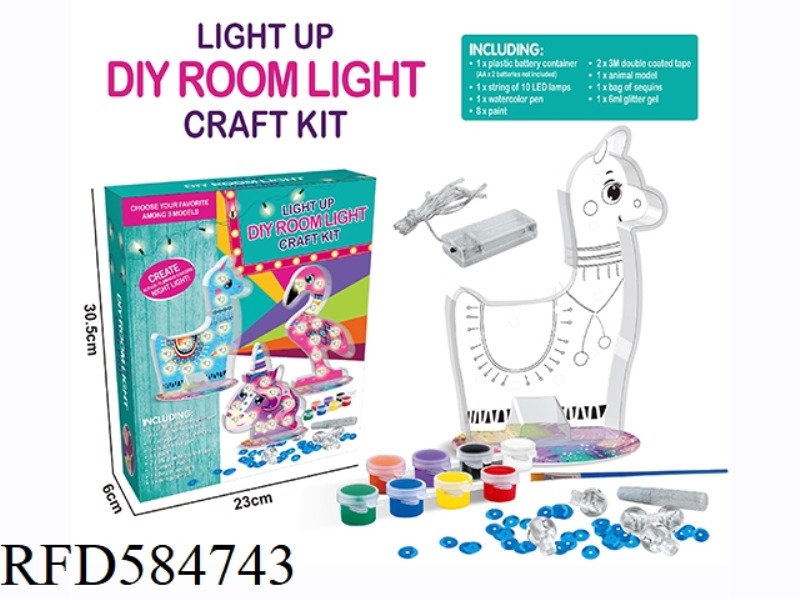 2 IN 1, DIY PAINTING ALPACA +LED BEDSIDE LAMP LIGHTING (ENGLISH)
