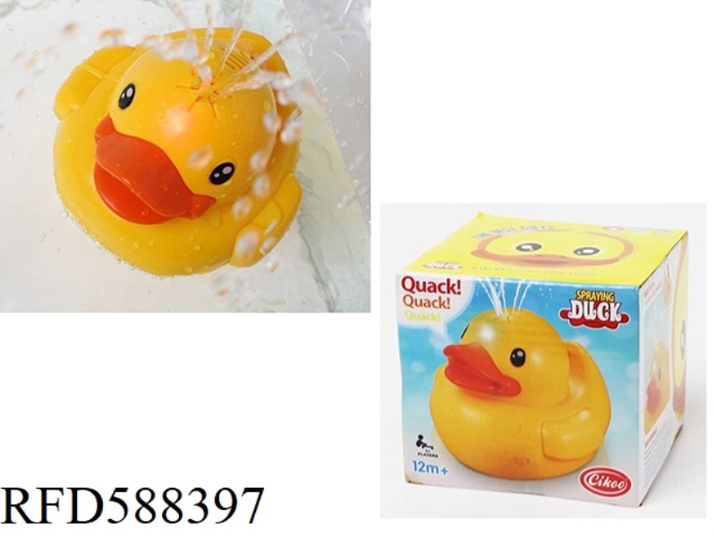 THE DUCKLING SPRAYS WATER.
