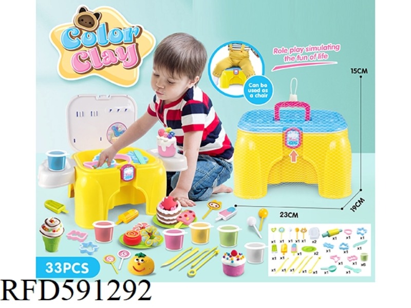 DIY SET CONTAINING CHAIRS AND COLORED CLAY 33-PIECE SET