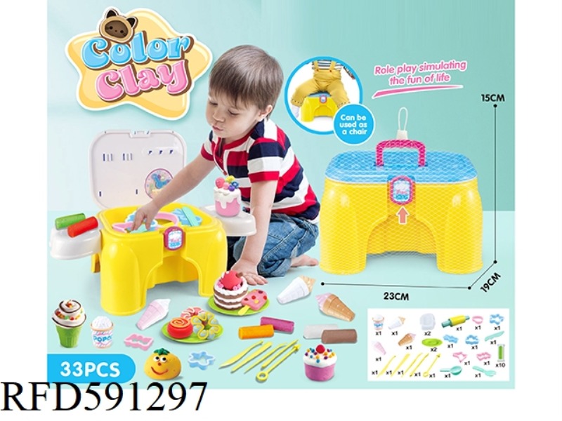 DIY SET CONTAINING CHAIRS AND COLORED CLAY 33-PIECE SET