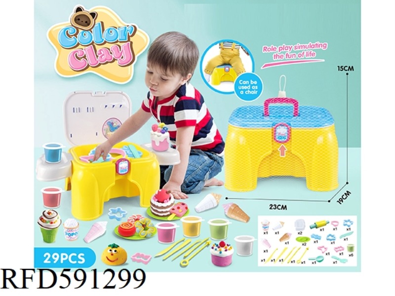 DIY SET CONTAINING CHAIRS AND COLORED CLAY 29-PIECE SET