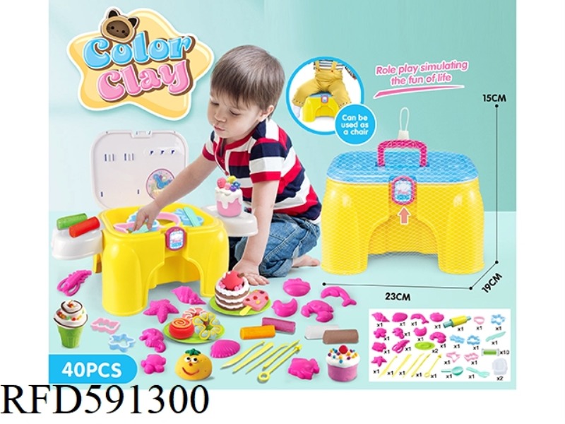 DIY SET CONTAINING CHAIRS AND COLORED CLAY 40-PIECE SET