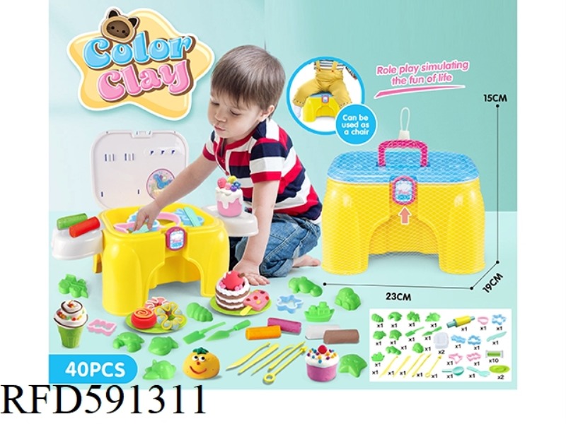 DIY SET CONTAINING CHAIRS AND COLORED CLAY 40-PIECE SET