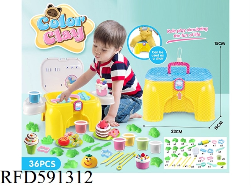 DIY SET CONTAINING CHAIRS AND COLORED CLAY 36-PIECE SET
