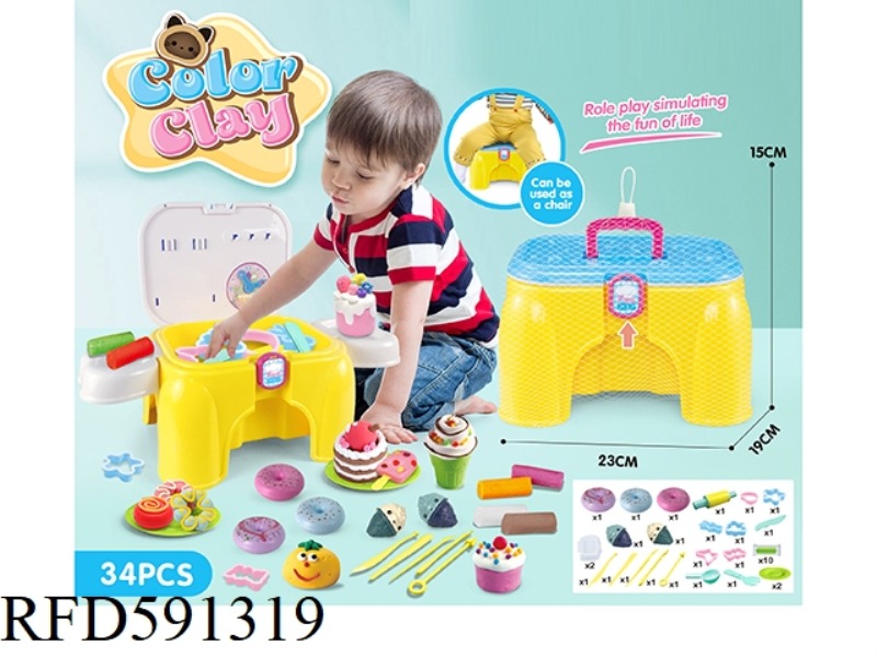 DIY SET CONTAINING CHAIRS AND COLORED CLAY 34-PIECE SET