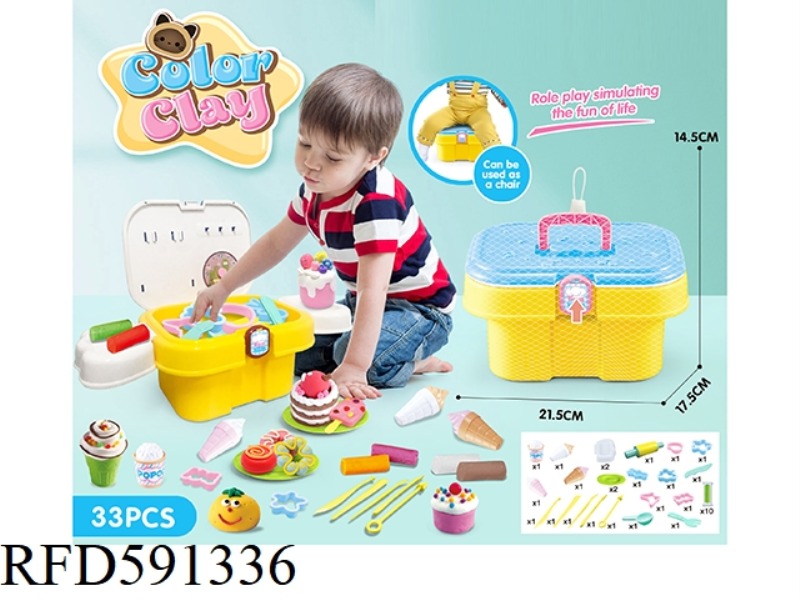 DIY SET OF COLORED MUD IN STORAGE BUCKET: 33-PIECE SET