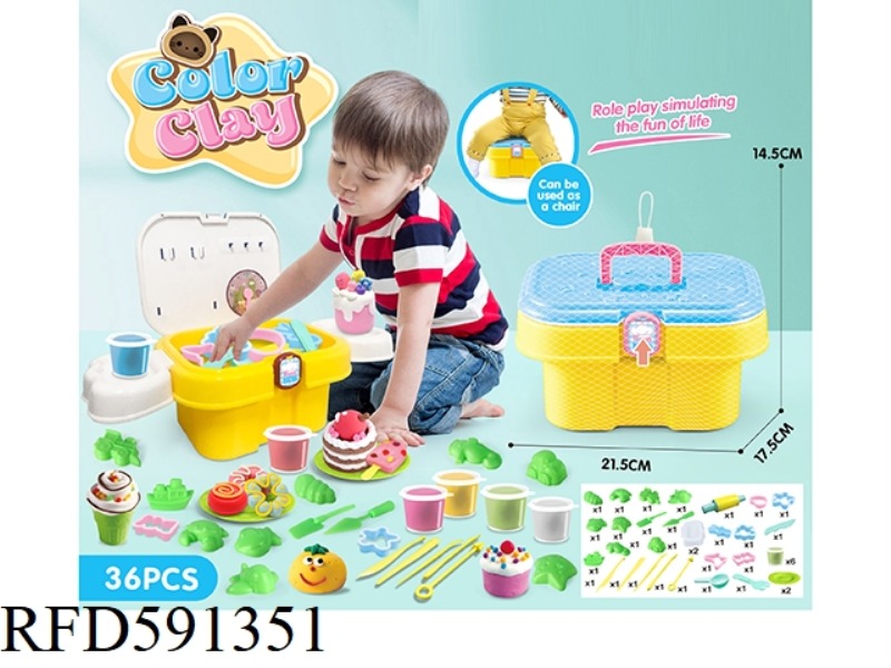 DIY SET OF COLORED MUD IN STORAGE BUCKET: 36-PIECE SET