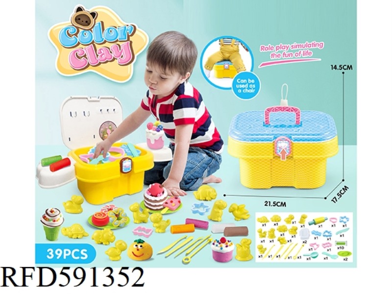 DIY SET OF COLORED MUD IN STORAGE BUCKET: 39-PIECE SET