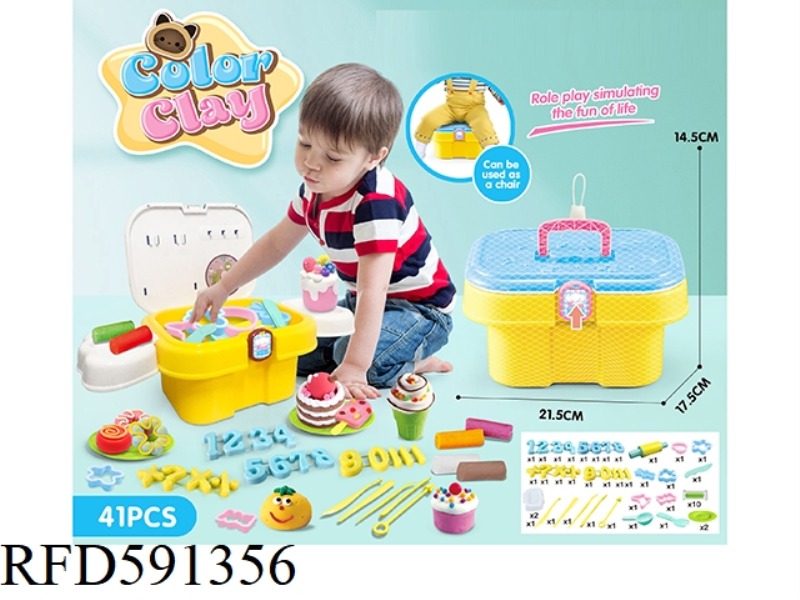 DIY SET OF COLORED MUD IN STORAGE BUCKET 41-PIECE SET