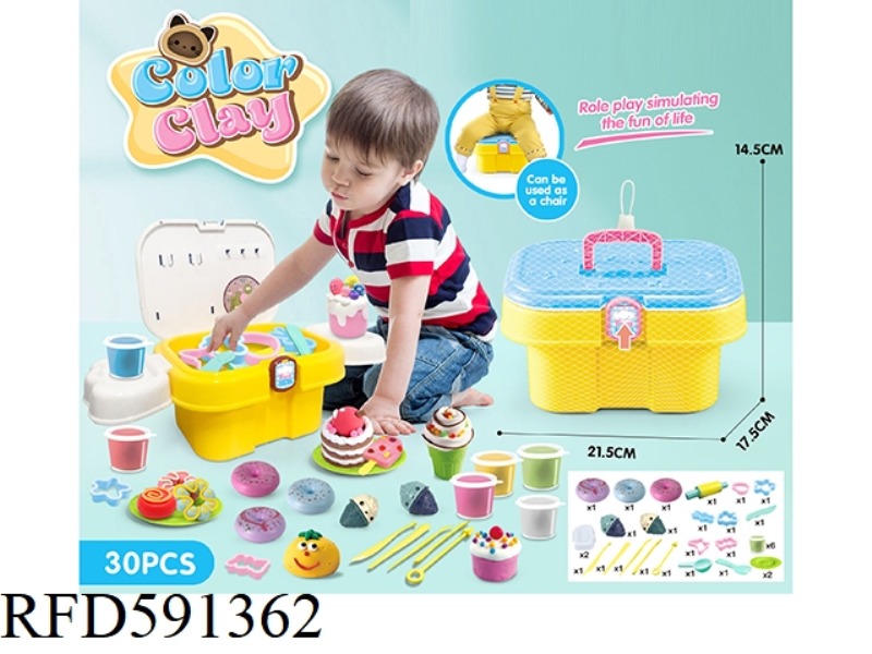 DIY SET OF COLORED MUD IN STORAGE BUCKET: 30-PIECE SET