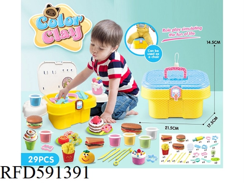 DIY SET OF COLORED MUD IN STORAGE BUCKET: 29-PIECE SET