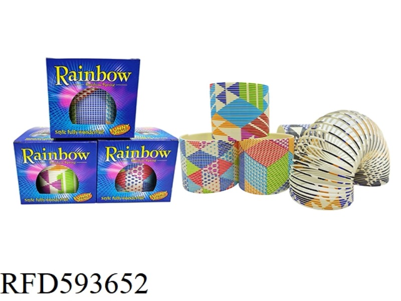 WHITE GEOMETRIC PATTERN RAINBOW CIRCLE