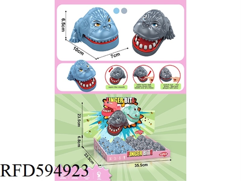 SMALL GORILLA BITING HANDS, BLUE/GRAY 12PCS.