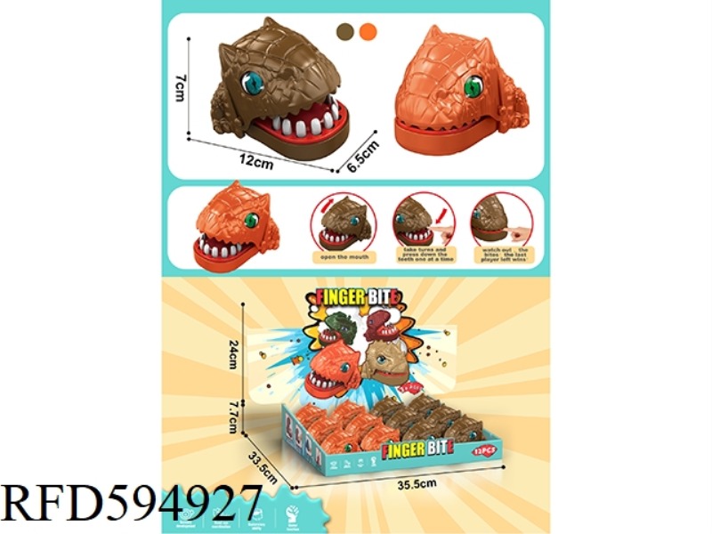BITE HAND SMALL ANKYLOSAURUS, ORANGE/BROWN 12PCS